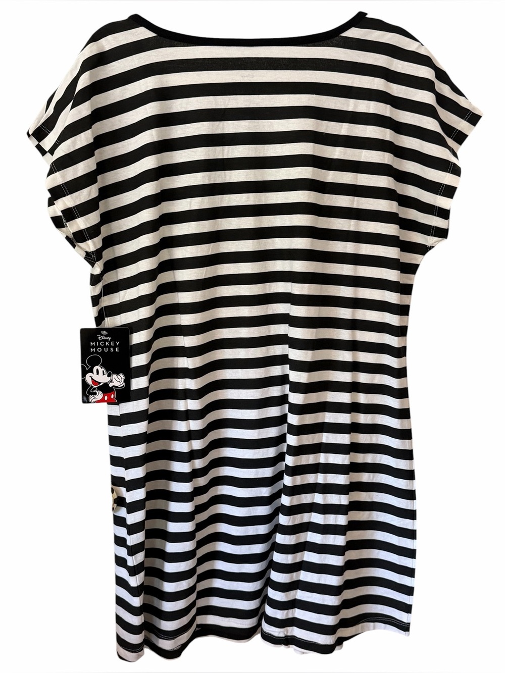 Disney Mickey Mouse Black White Striped Sleep Shirt L XL NWT - Picture 2 of 9
